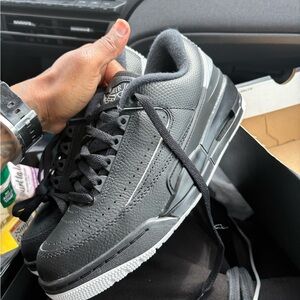 Jordan 2/3 (GS) Black Leather Youth Sneakers
